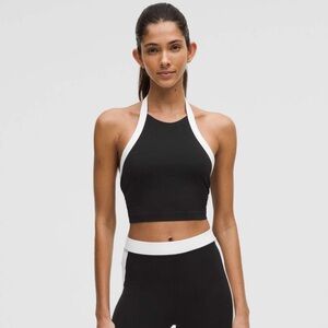 lululemon athletica Black and White Halter Crop Sports Bra